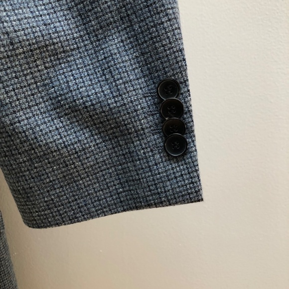 Men's 42R Hugo Boss Blue Tweed Two Button Wool Blazer - Picture 13 of 14